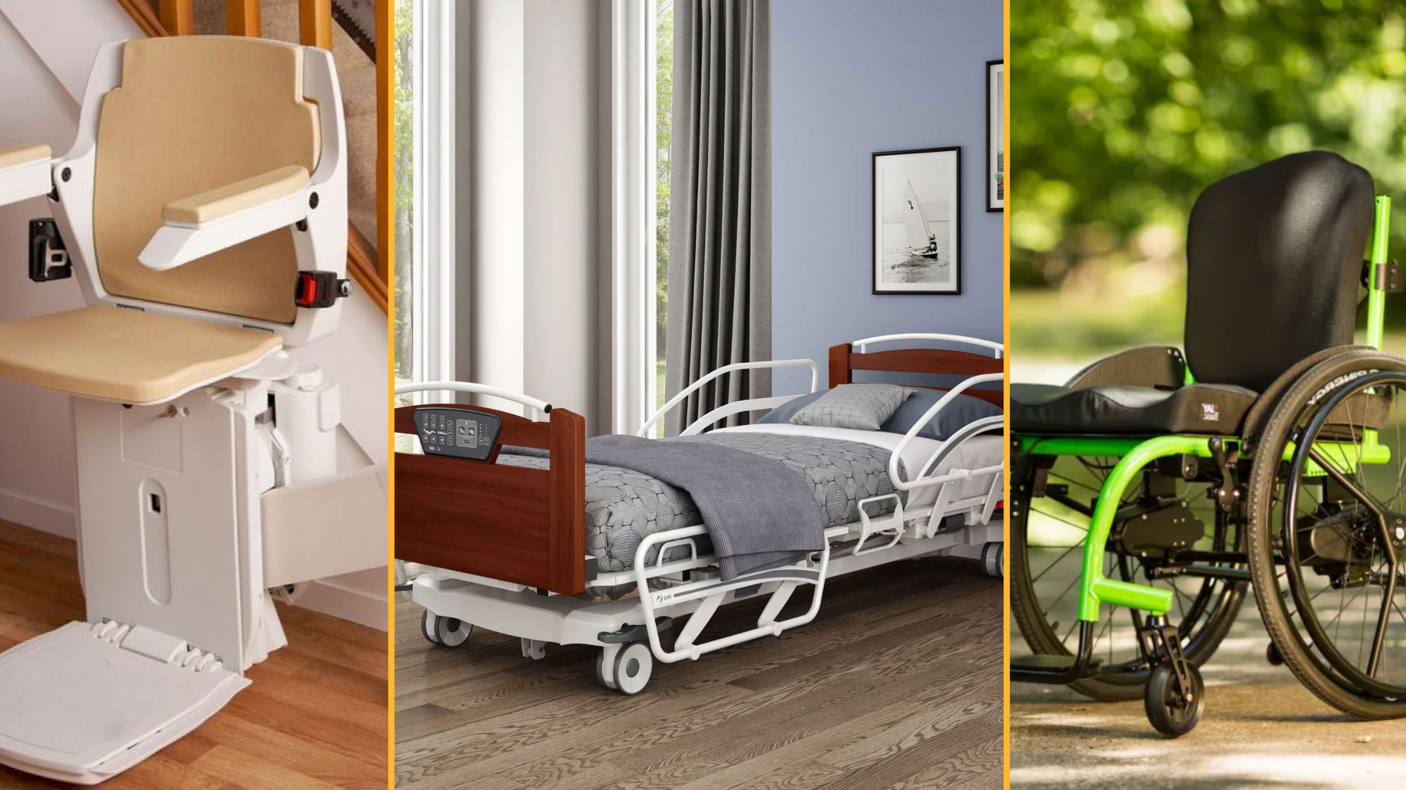 Wheelchairs, stair lifts, assistive beds, lift chairs, lifts and walkers