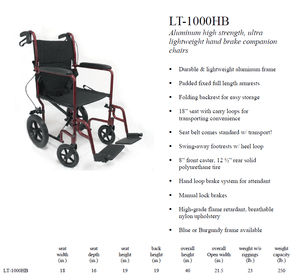 Karman LT-1000HB Lightweight Transport Wheelchair