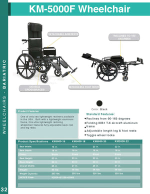 Karman KM5000 Lightweight Reclining Wheelchair