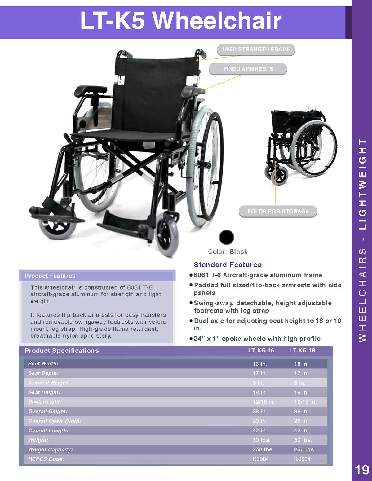 Karman LT-K5 Ultra Lightweight Wheelchair
